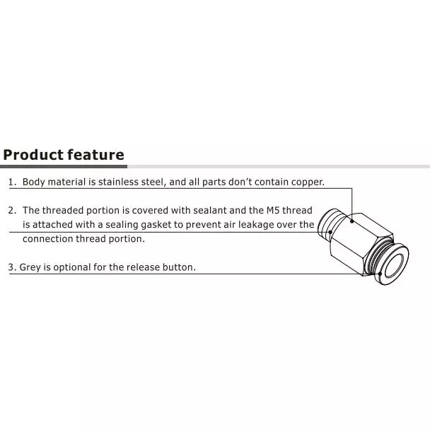 Airtac POC Series Male Connector 6 mm x 1/4 inch, POC 602 D