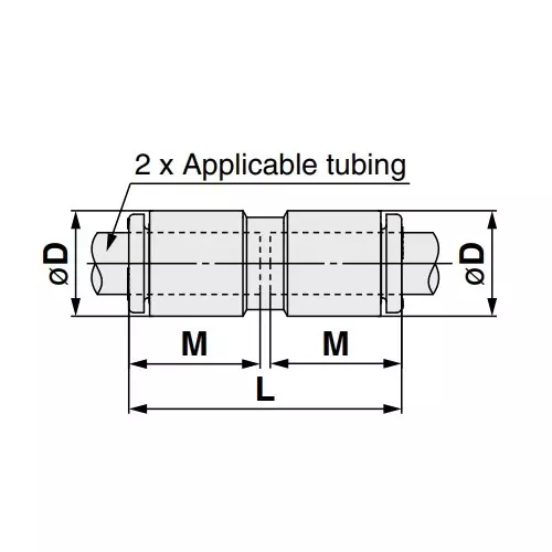 SMC KQ2H Φ16 mm Tube-to-Tube Straight Union, KQ2H16-00A