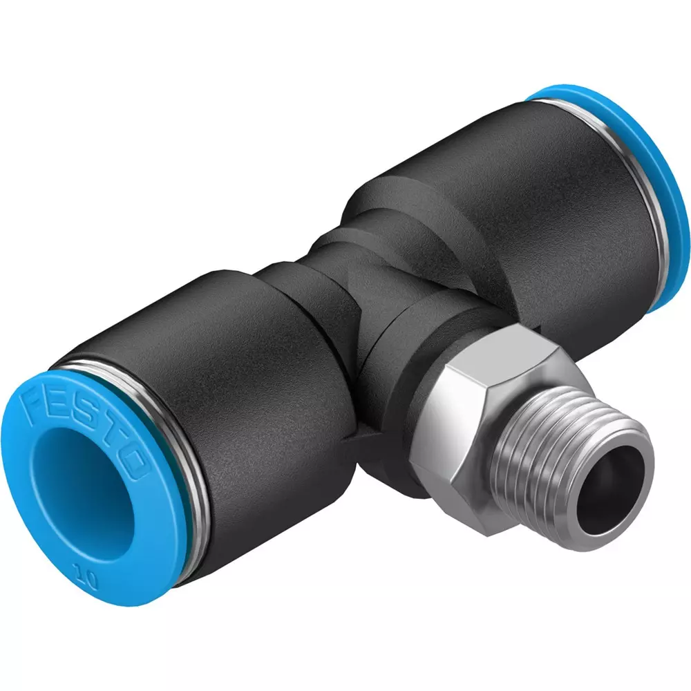 FESTO Push-in T-Fitting PBT Housing Material 6 mm Nominal Size, QST-1/8-10 (Pack of 10)
