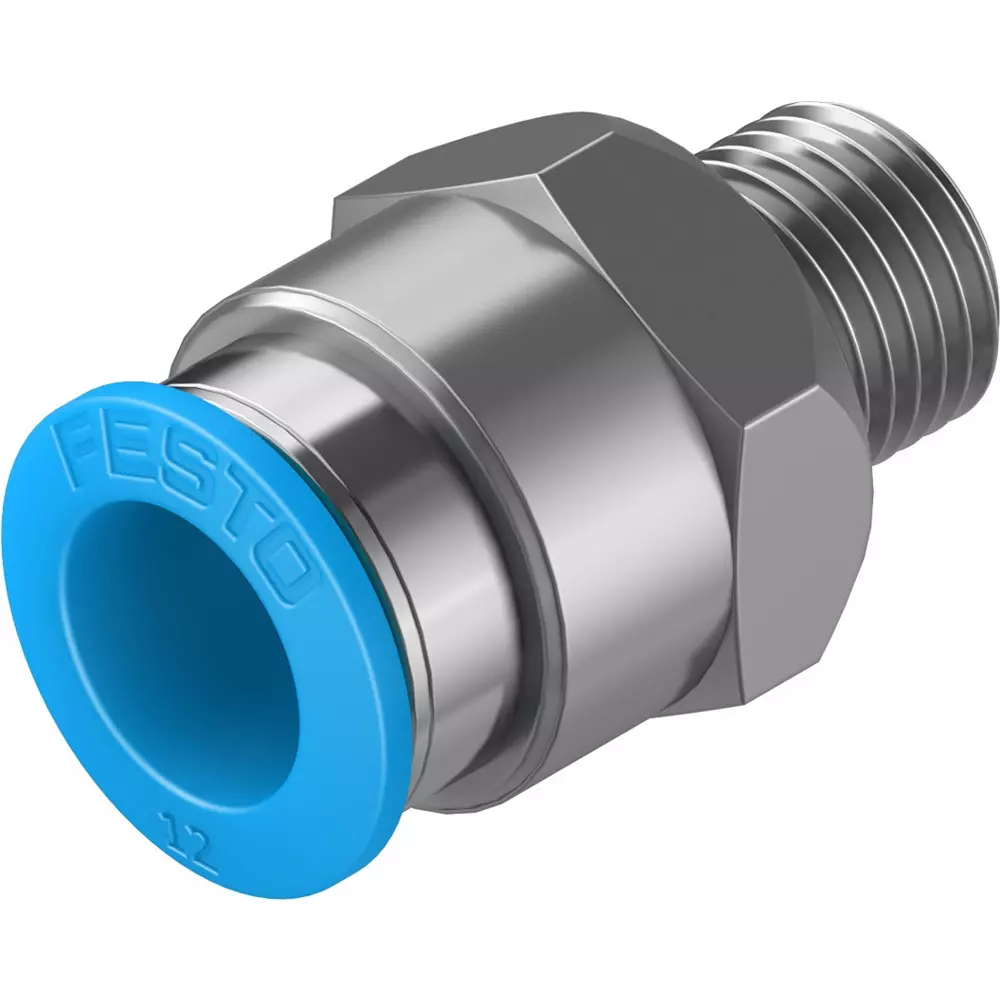 FESTO Push-in Fitting Brass, Nickel-Plated Housing Material 8.5 mm Nominal Size, QS-1/4-12-20 (Pack of 10)
