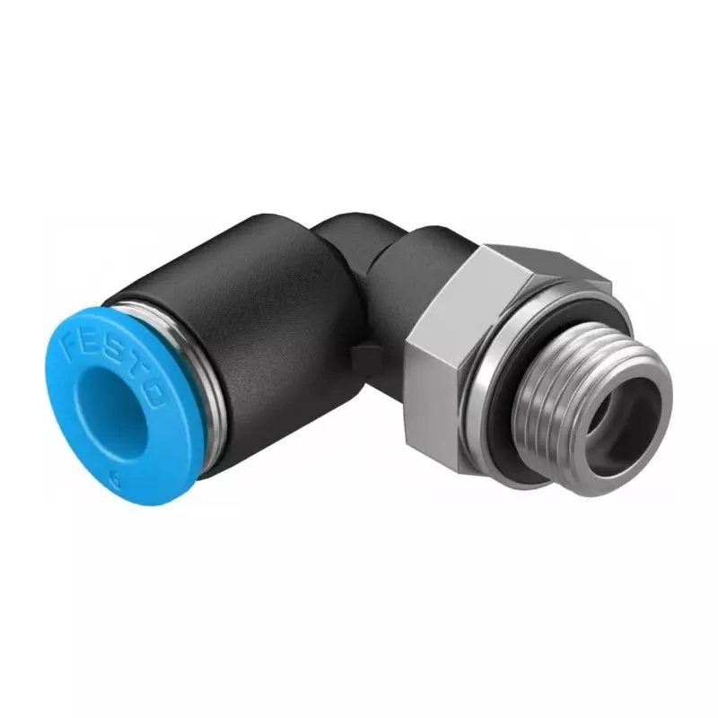 Festo Elbow Threaded Adaptor QSL G 1/8 Male Connector A Threaded-to-Tube, QSL-G1/8-6-100 (Bag of 100 Pcs)