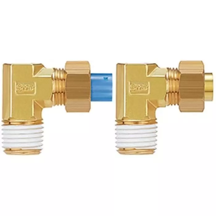 SMC KF Series Elbow Fitting, 10 mm to R 1/4 Male, Threaded-to-Tube Connection Style, KFL10U-02 (Pack of 5 )