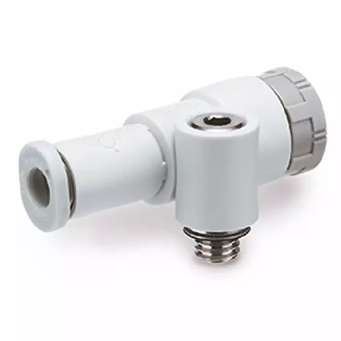 SMC JAS Series Threaded Pneumatic Silencer Exhaust Restrictor Function Fitting, G 1/8 Inlet Port, 6 mm Tube Inlet, JAS-LEA06-G01