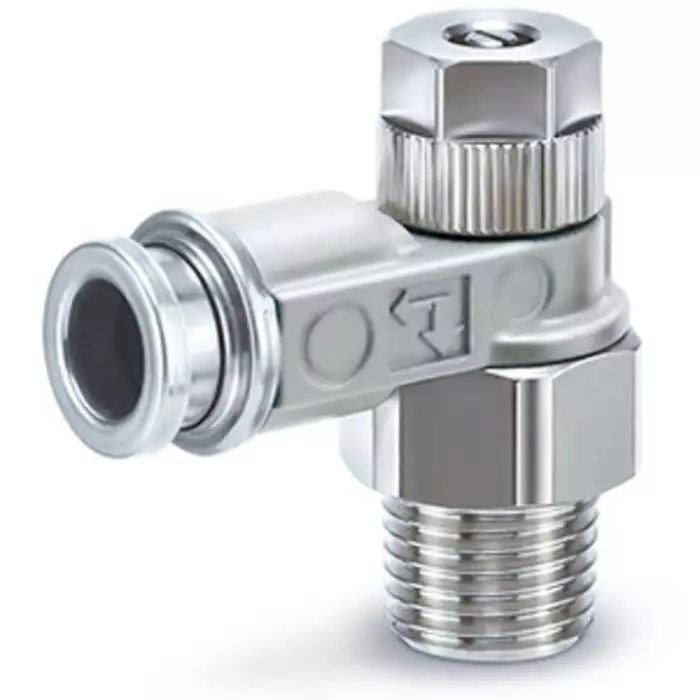 SMC ASB-D Series Threaded Speed Controller, R 1/4 Male Inlet Port x 6 mm Tube Outlet Port, ASB2201-02-06SD