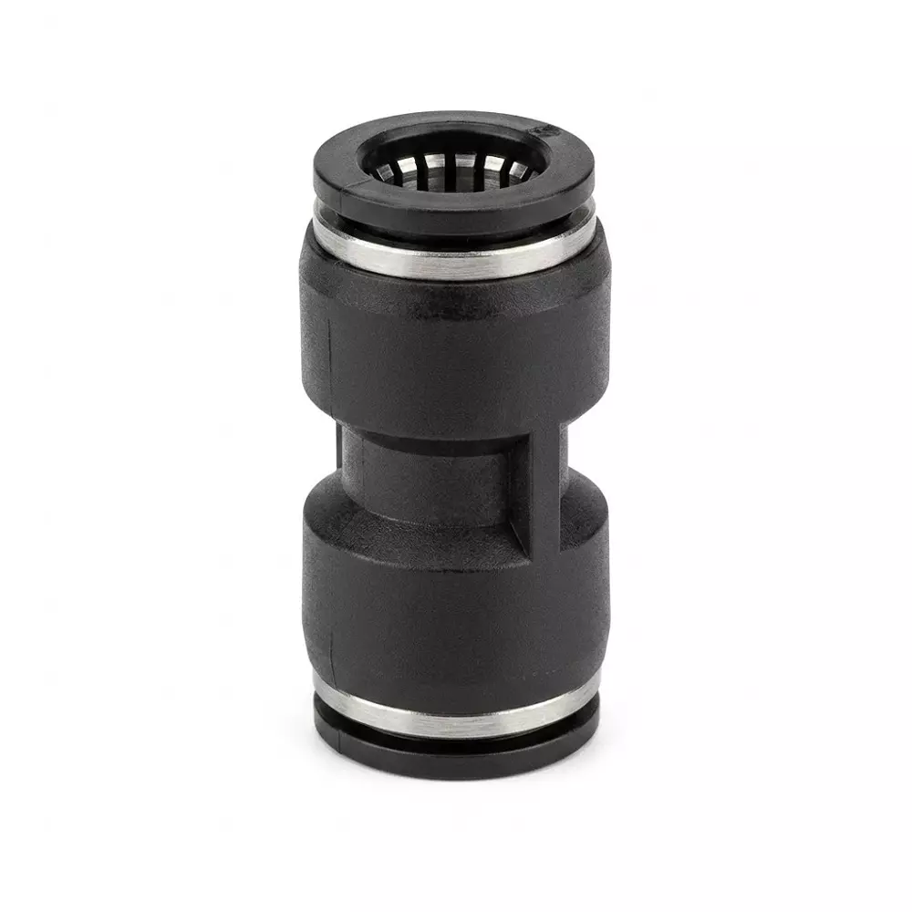 RTQD PUC Series PU Socket Connector Black Cap Heavy Fitting Straight for Connecting PU Tubes, Size 14 mm
