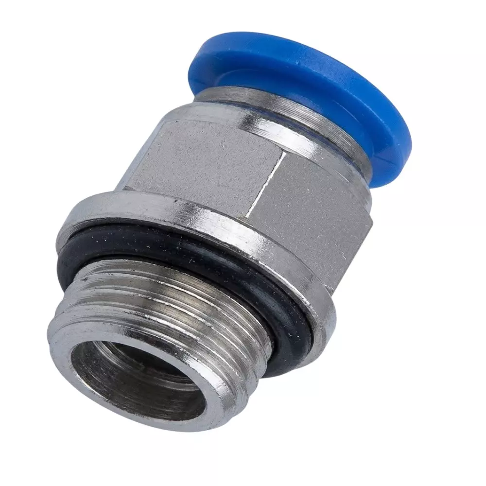 RTQD PC Series Straight Male Connector Blue Cap G Thread Fitting 6 mm Outer Diameter and 1/2 inch (12.7 mm) Thread Size, 6-04 (1/2)