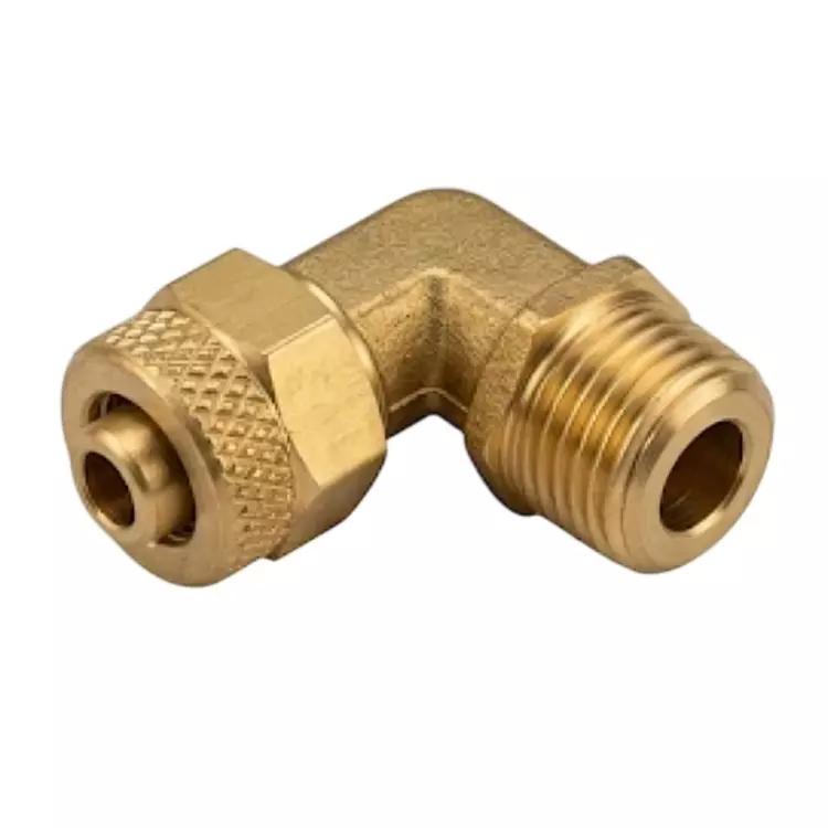 RTQD Brass PU Elbow Connector Golden Color and Size 1/4 inch x 4 mm x 6 mm for Pneumatic Systems