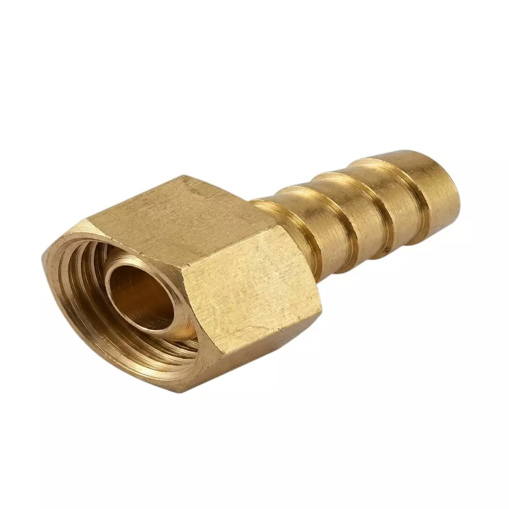 RTQD Brass Nut Nipple in Golden Color, Size 1/4 x 5/16 inch (6.35 x 7.93 mm) for Pneumatic Systems