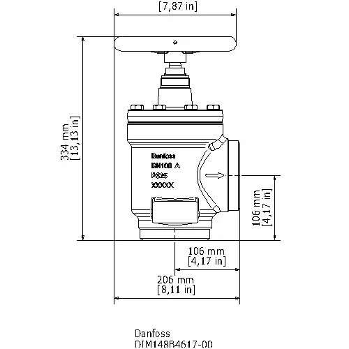 Danfoss Shut-Off Valve Butt Weld Connection Angleway Direction 25 bar 100 mm (4 Inch), STC 100