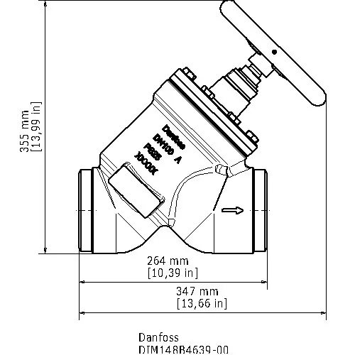 Danfoss Shut-Off Valve Butt Weld Connection Straightway Direction 25 bar 100 mm (4 Inch), STC 100
