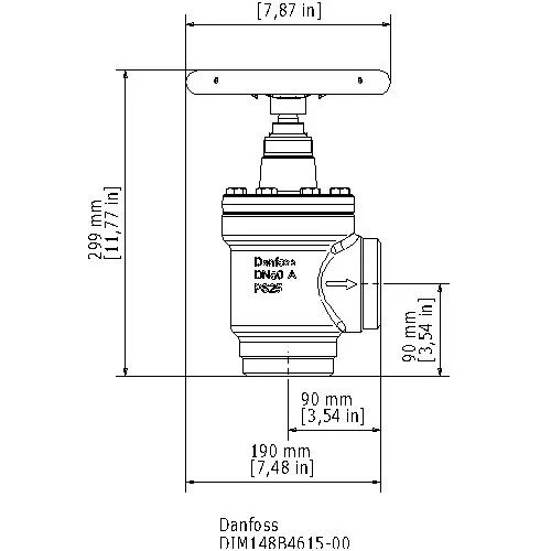 Danfoss Shut-Off Valve Butt Weld Connection Angleway Direction 25 bar 75 mm (3 Inch), STC 80