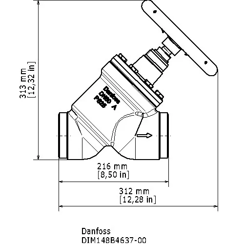 Danfoss Shut-Off Valve Butt Weld Connection Straightway Direction 25 bar 75 mm (3 Inch), STC 80