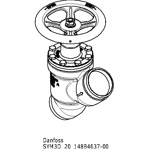 Danfoss Shut-Off Valve Butt Weld Connection Straightway Direction 25 bar 75 mm (3 Inch), STC 80