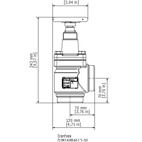 Danfoss Shut-Off Valve Butt Weld Connection Angleway Direction 25 bar 65 mm (2 1/2 Inch), STC 65