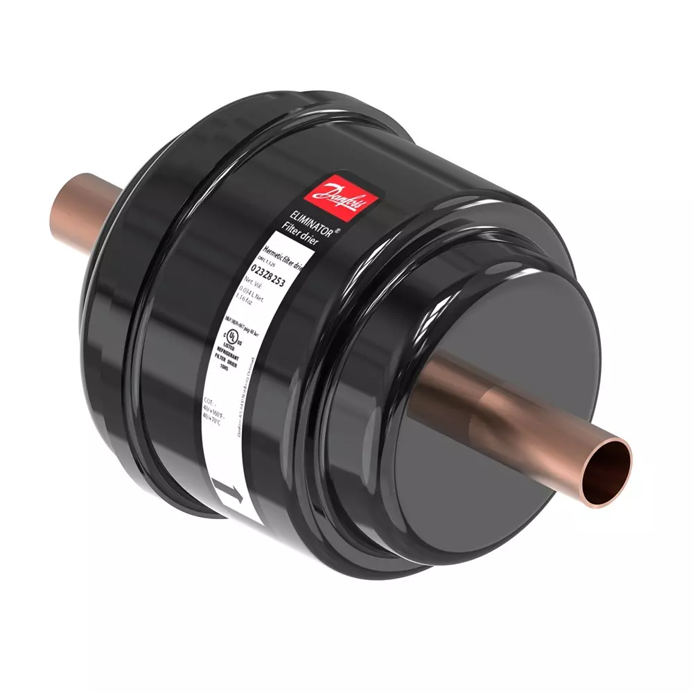 Danfoss Hermetic Filter Drier Solder, ODF Connection Solid Core 16 cu.in. Core Size 46 bar, 023Z5063