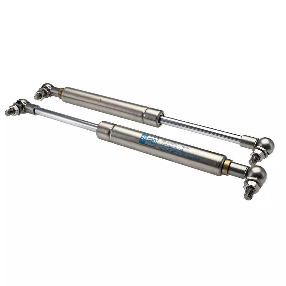 RS PRO Gas Strut Stainless Steel 1200 N 305 mm Extended 100 mm Stroke 10 mm Rod Dia M8 x 12.5 Thread, 2687076