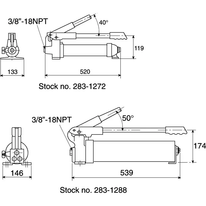 Enerpac ULTIMA Series Single Speed Hydraulic Hand Pump 655 cm³ 20.6 mm Cylinder Stroke 700 bar, P39