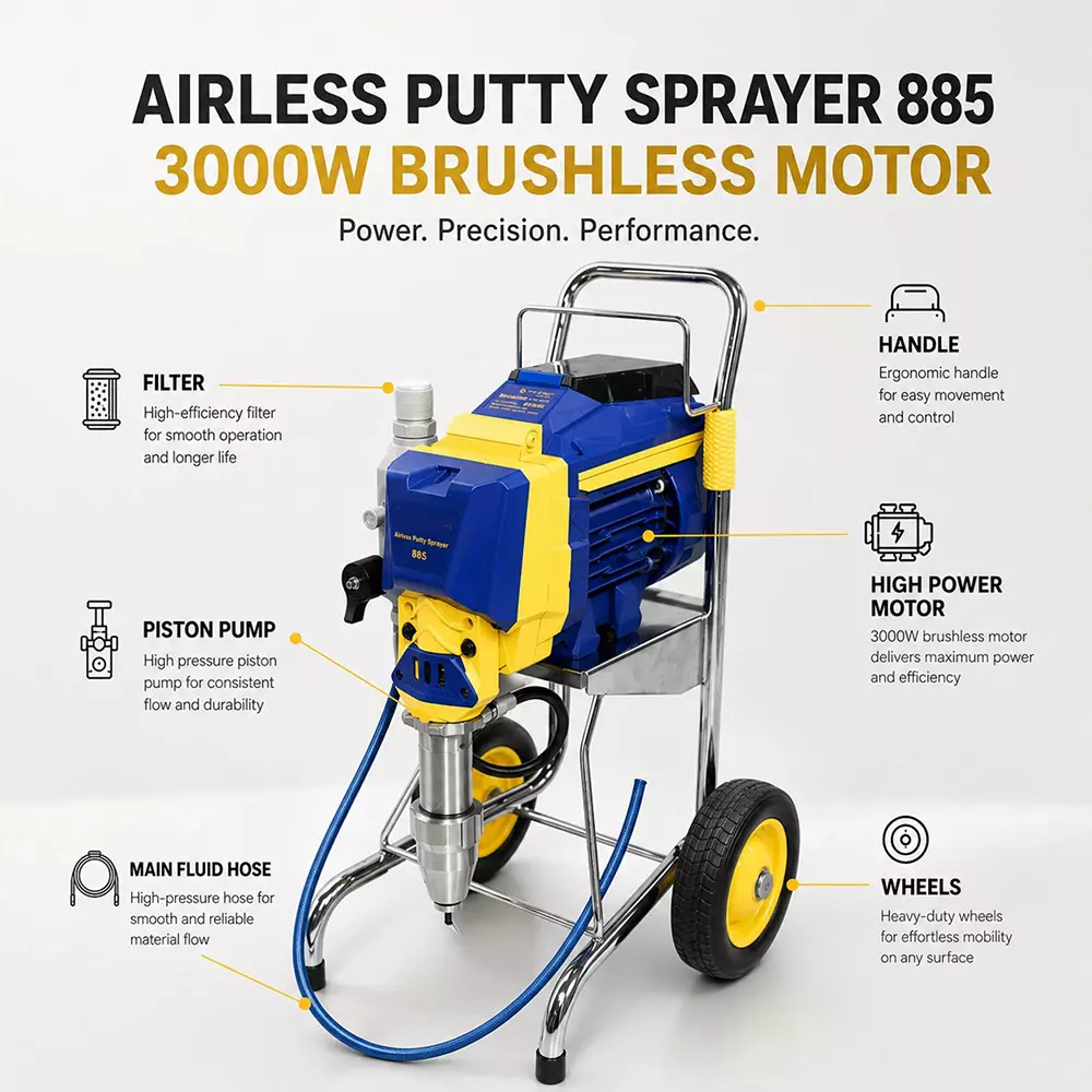 pilot-3000-w-airless-putty-sprayer-885-with-1000-3000-psi-pressure-range-and-45-lpm-flow-rate-dg-al-885