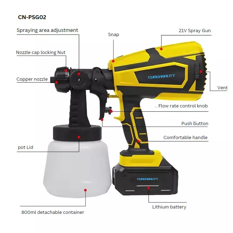 Cybernautt Paint Sprayer With 800 ml Container 32000 RPM Motor Speed 600 W, CN-PSG02