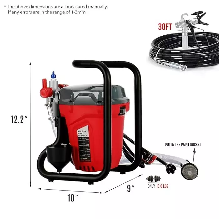 XLNT Airless Sprayer 750 W Power 1.2 L/Min Flow Rate Electric Corded, 8626