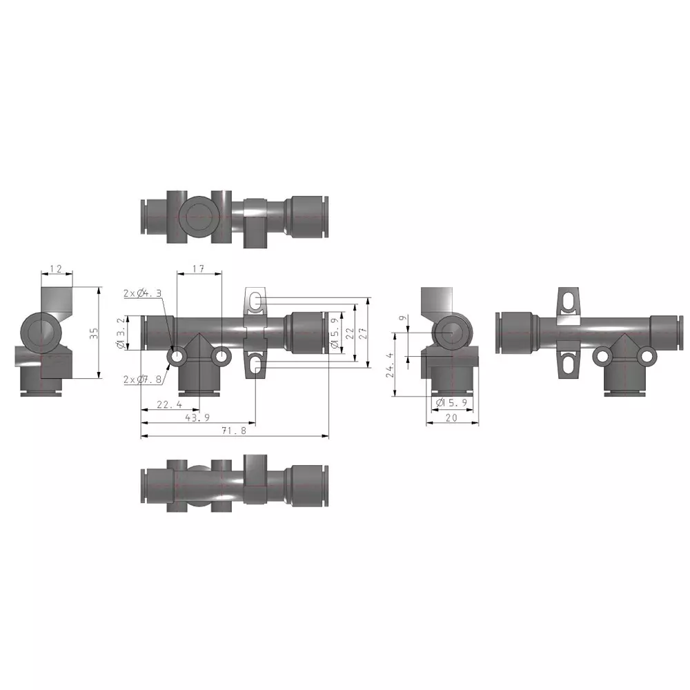 SMC Φ1.3 mm Nozzle 40 L/min Suction Flow Polybutylene Terephthalate Vacuum Ejector, ZH13DSA-08-10-10