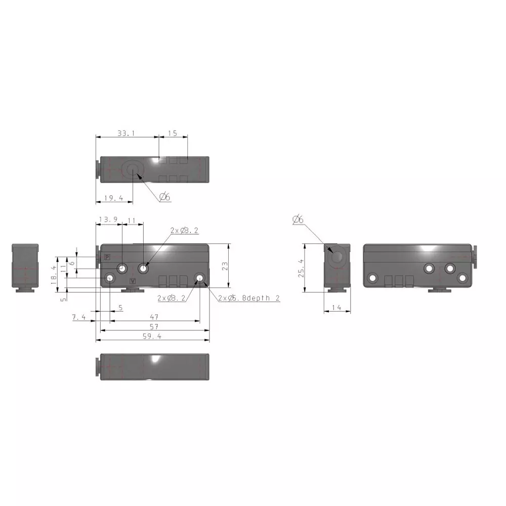 SMC ZH Φ6x0.7 mm Vacuum Ejector for One-touch fittings, ZH07BSA-06-06