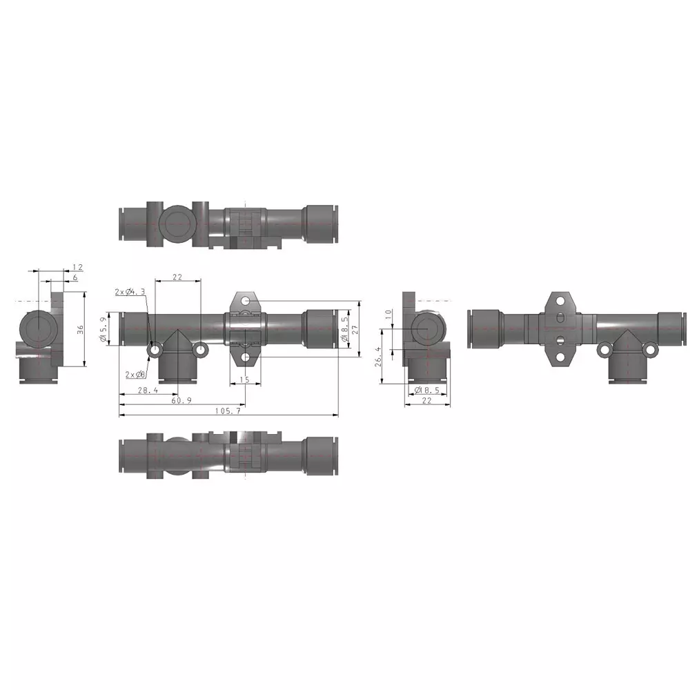 SMC Φ1.8 mm Nozzle 76 L/min Suction Flow Polybutylene Terephthalate Vacuum Ejector, ZH18DSA-10-12-12