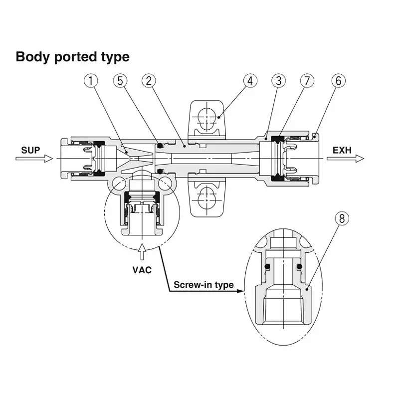 SMC Φ1.8 mm Nozzle 76 L/min Suction Flow Polybutylene Terephthalate Vacuum Ejector, ZH18DSA-10-12-12