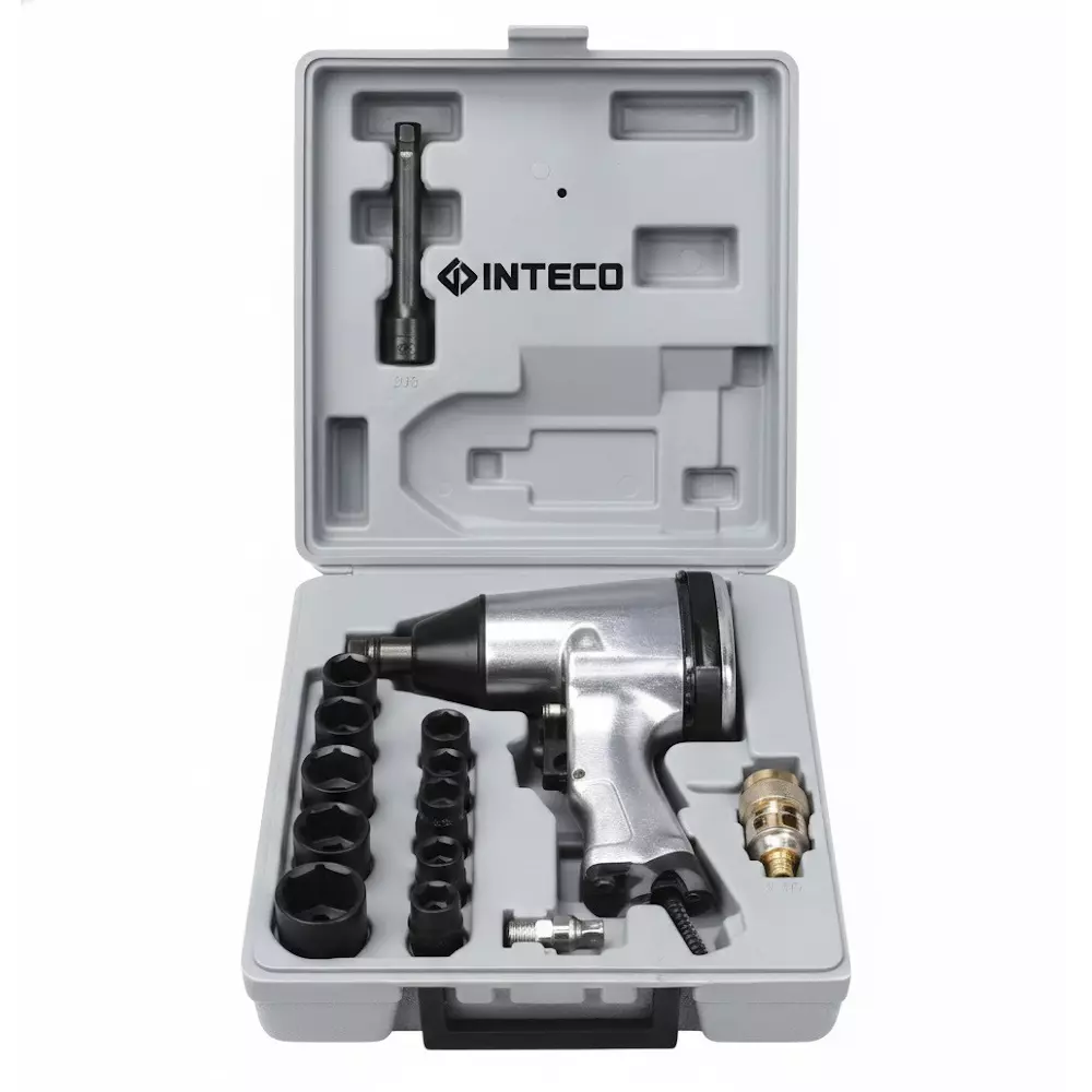 Inteco 17 Pcs Air Impact Wrench Kit 1/2 inch (12.7 mm) Square Drive 7000 RPM Speed and 340 Nm Torque, AT 5004SG