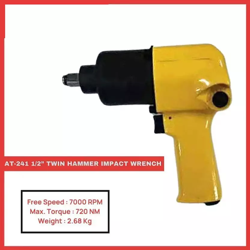 INTECO Twin Hammer Impact Wrench 1/2 inch (12.7 mm) Square Drive and 720 Nm Torque, AT 241