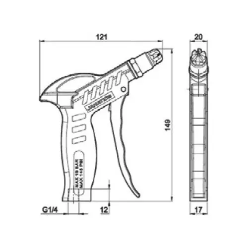 Janatics Air Blow Gun With Laval Nozzle G1/4 inch (6.35 mm) Inlet Connection, WB203