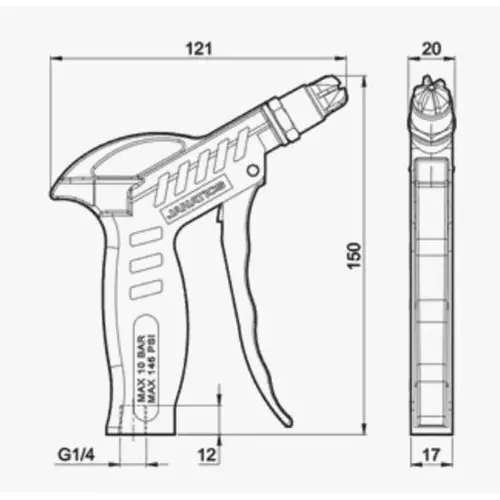 Janatics Air Blow Gun with Concentrated Nozzle G1/4 inch (6.35 mm) Inlet Connection, WB204