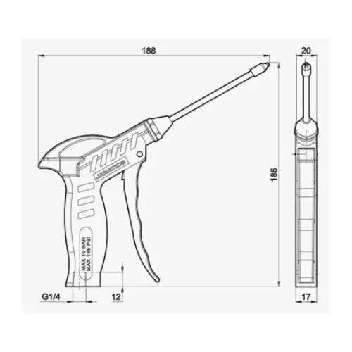 Janatics Air Blow Gun with Concentrated Nozzle G1/4 inch (6.35 mm) Inlet Connection, WB205