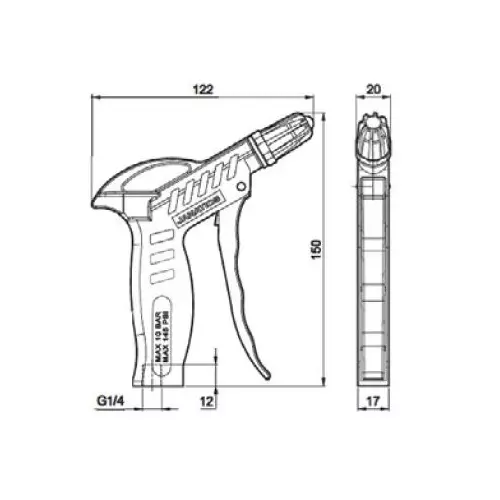 Janatics Air Blow Gun With Wide Nozzle G1/4 inch (6.35 mm) Inlet Connection, WB202