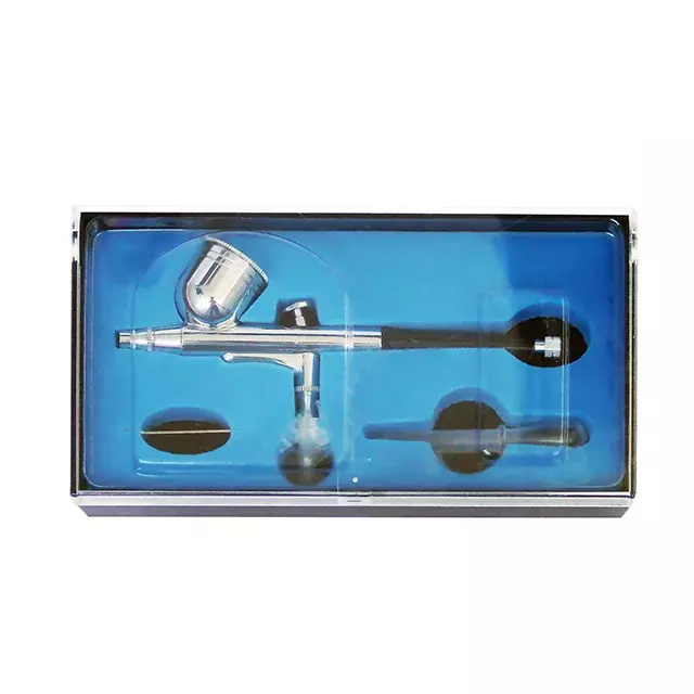 Hoteche Airbrush Kit 4 Inch (101 mm) Diameter Stainless Steel 0.2-0.5 mm Nozzle Size Black & Silver for Industrial Use, A831301