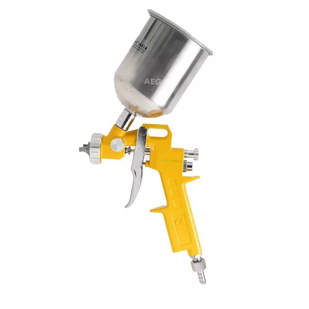 MAF PRO Air Spray Gun Stainless Steel 400 cc Capacity 1.5 mm Nozzle Size Silver & Yellow for Industrial Use, Asg-4004