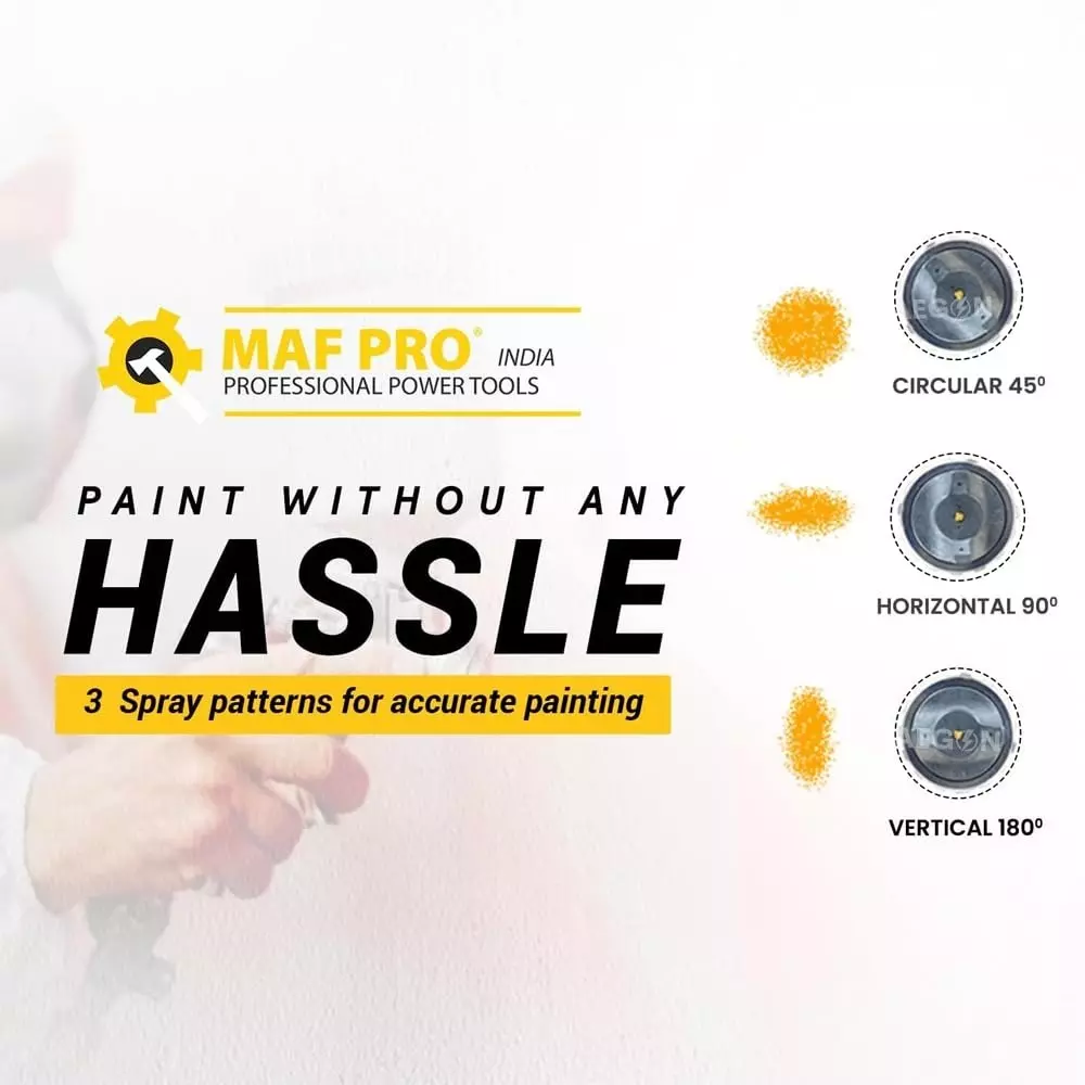 MAF PRO Air Spray Gun Stainless Steel 400 cc Capacity 1.5 mm Nozzle Size Silver & Yellow for Industrial Use, Asg-4004