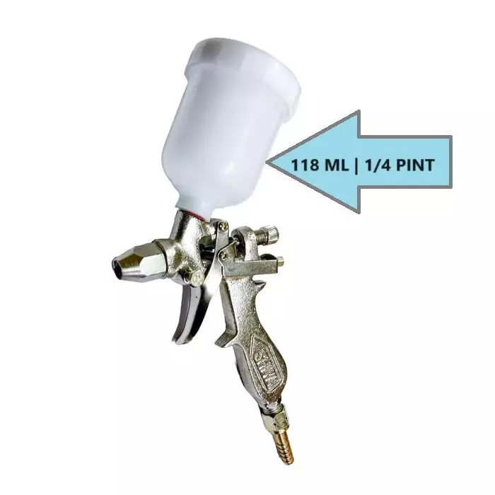 GENERIC Paint Spray Gun With Cup 1/4 Pint 118 ml Stainless Steel Comfortable Grip Silver