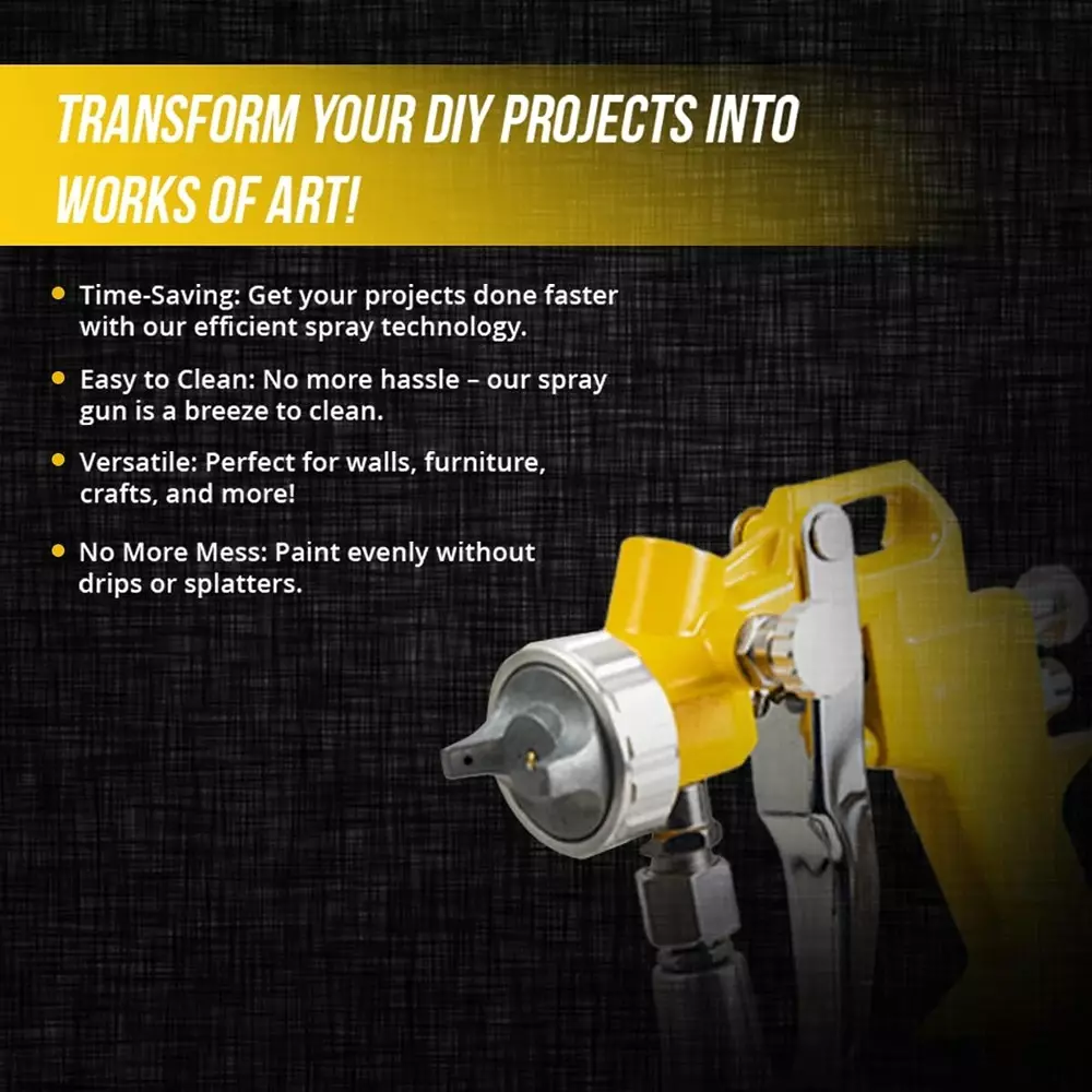 MAF PRO Air Spray Gun Stainless Steel 1000 cc Capacity 1.5 mm Nozzle Size Silver & Yellow for Industrial Use, Asg-1001