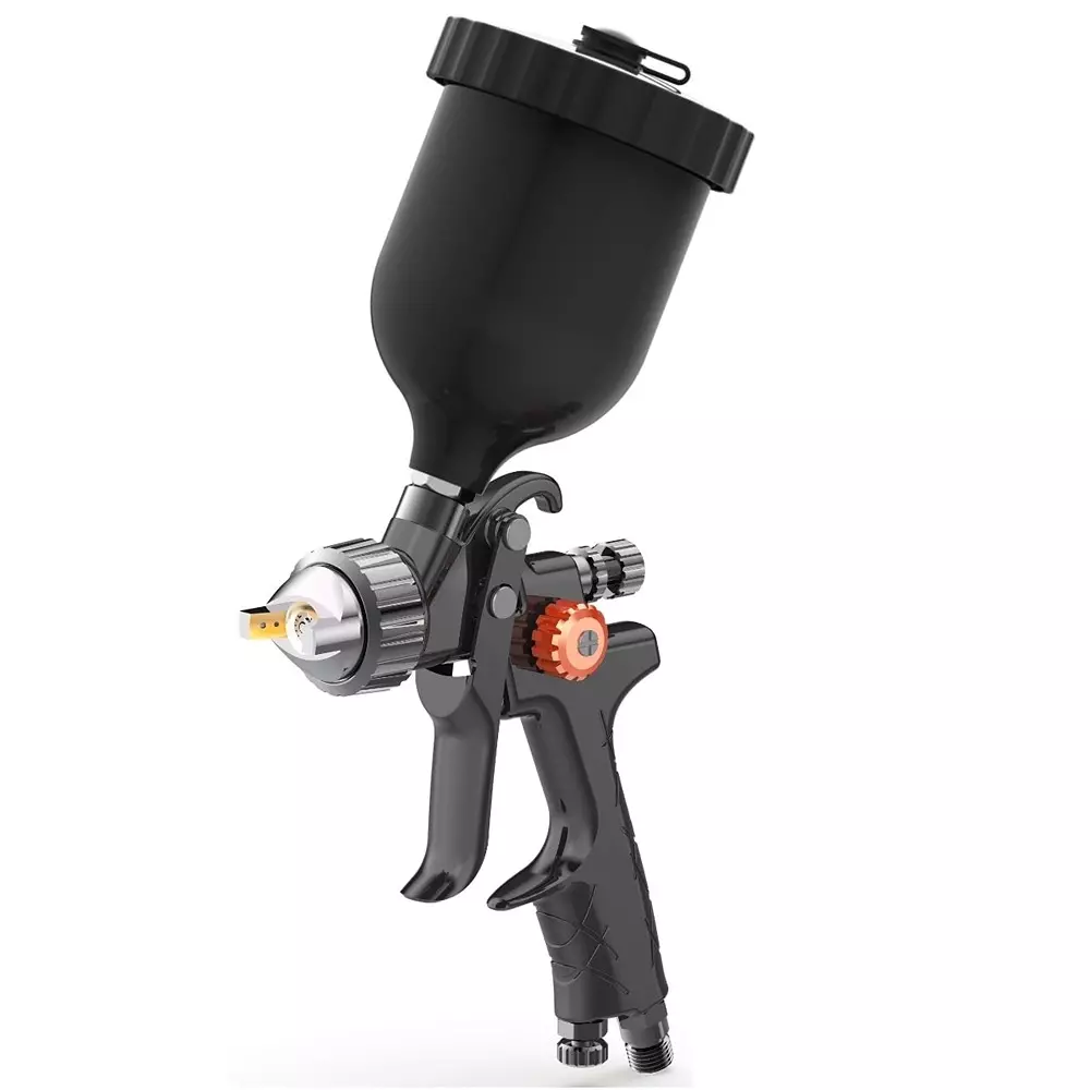 Painter HVLP Gravity Spray Gun 1/3 Inch (8.46 mm) Air Inlet 1.3 mm Black, PT-01