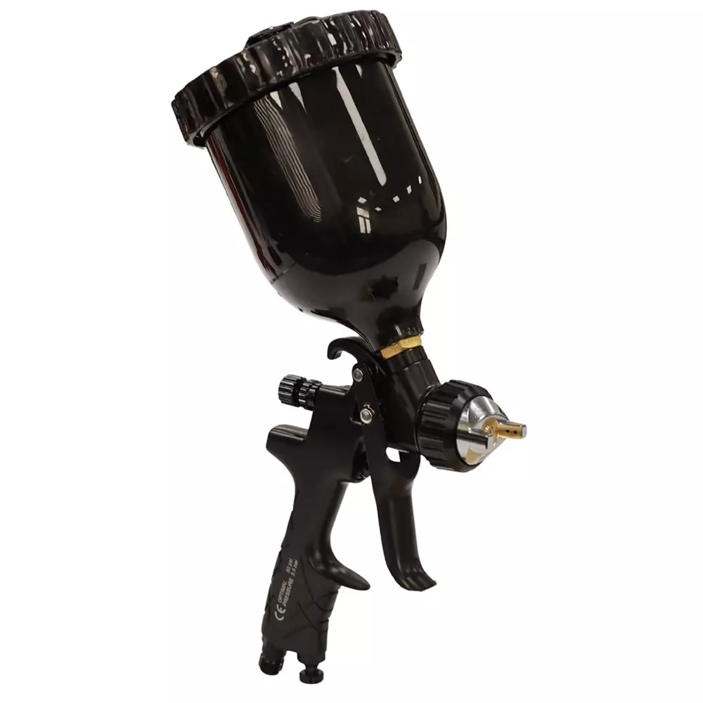 Painter HVLP Gravity Spray Gun 1/3 Inch (8.46 mm) Air Inlet 1.3 mm Black, PT-01