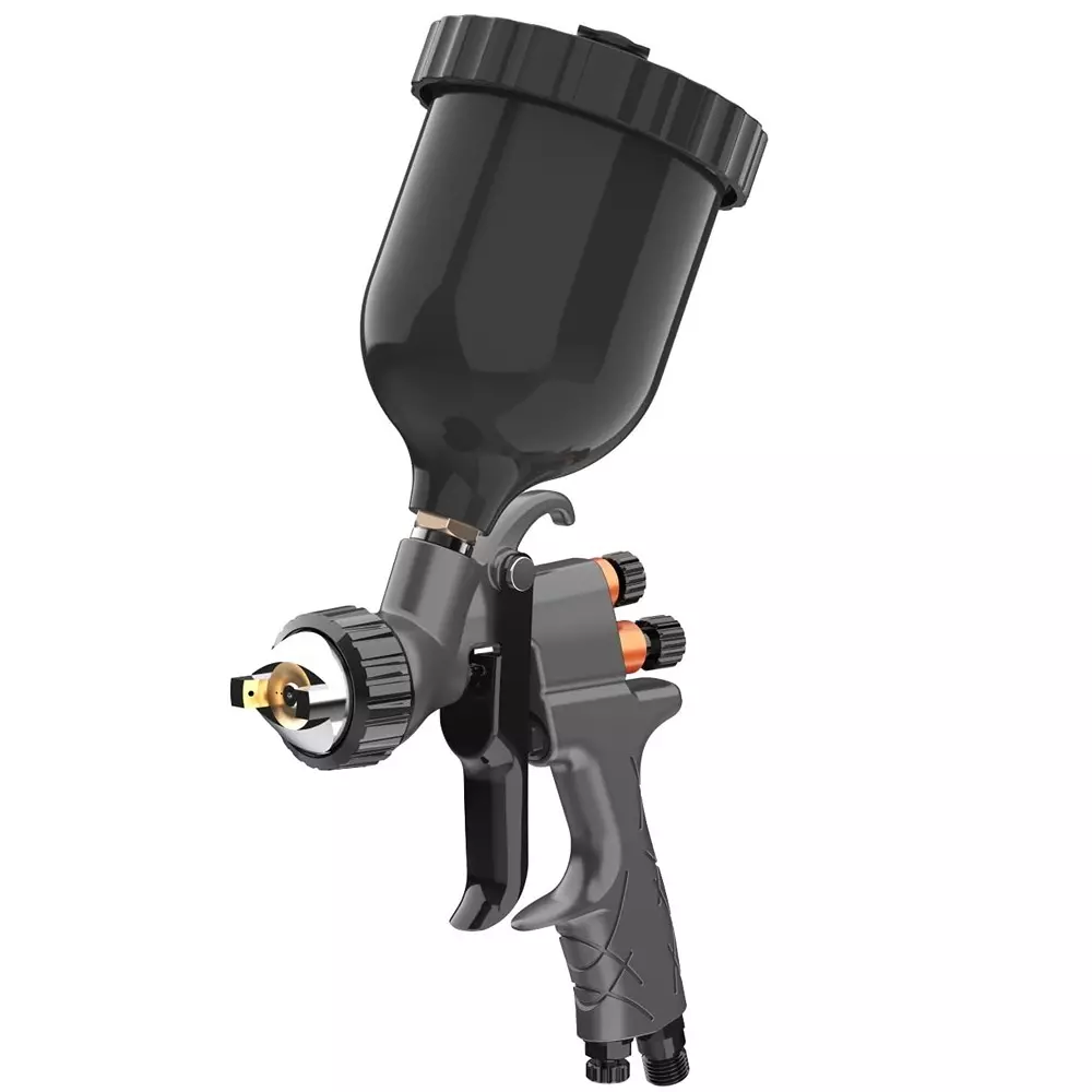 Painter HVLP Gravity Spray Gun 1/4 Inch (6.35 mm) Air Inlet 1.3 mm Black, PM-01