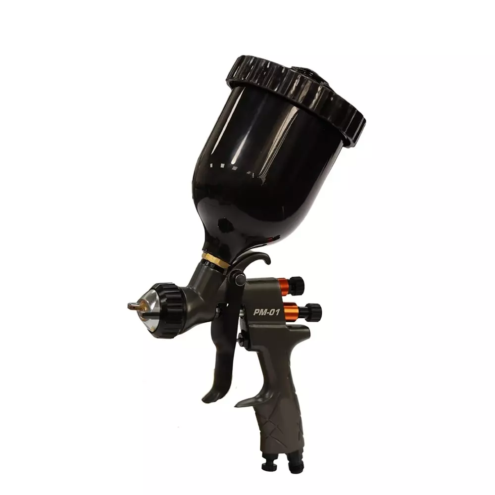 Painter HVLP Gravity Spray Gun 1/4 Inch (6.35 mm) Air Inlet 1.3 mm Black, PM-01