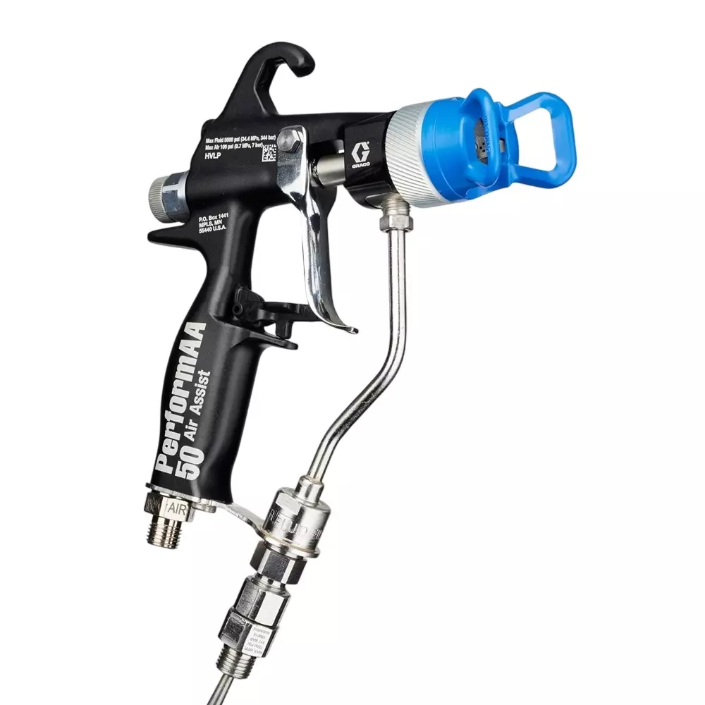 GRACO PerformAA 5000 Air Assist Gun with General Finishing Air Cap and Fluid Swivel, 1/4 inch (6.35 mm) Air Inlet Size, 26B511