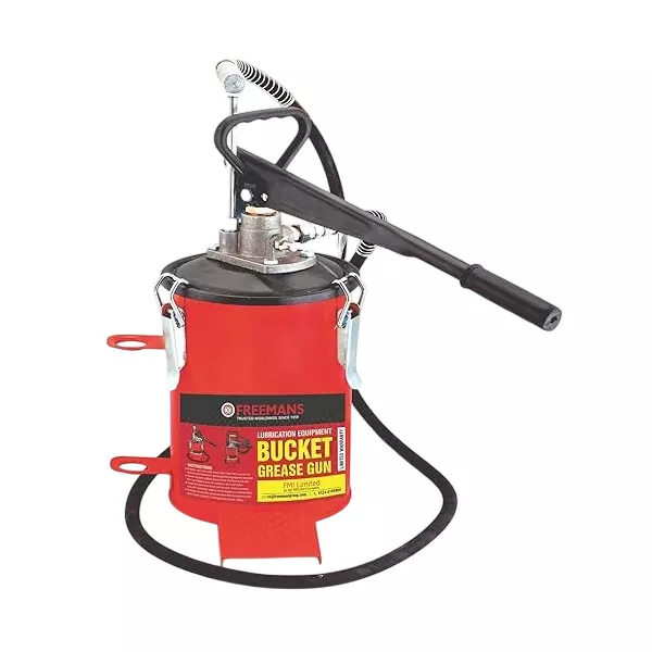 Freemans Bucket Grease Pump with Variable Stroke Handle Up to 5000 PSI High-Pressure Aluminium & Steel Red