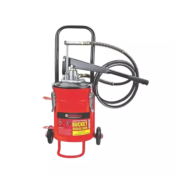 Freemans Bucket Grease Dispenser with Trolley & Variable Stroke Handle Up to 5000 PSI High-Pressure Aluminium & Steel Red