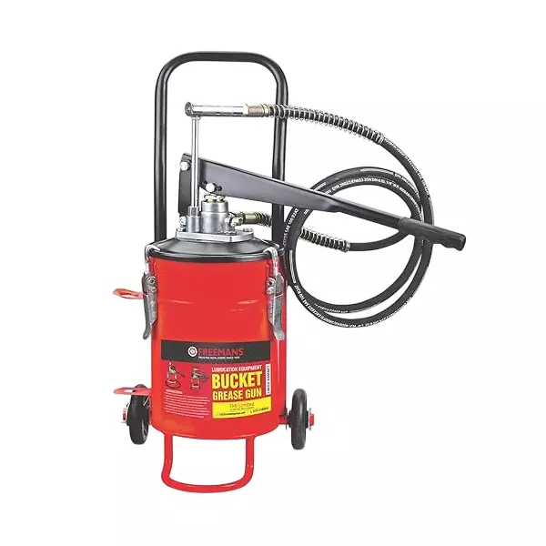 Freemans Bucket Grease Dispenser with Trolley & Variable Stroke Handle 5 Kg Up to 5000 PSI High-Pressure Aluminium & Steel Red, BPT5