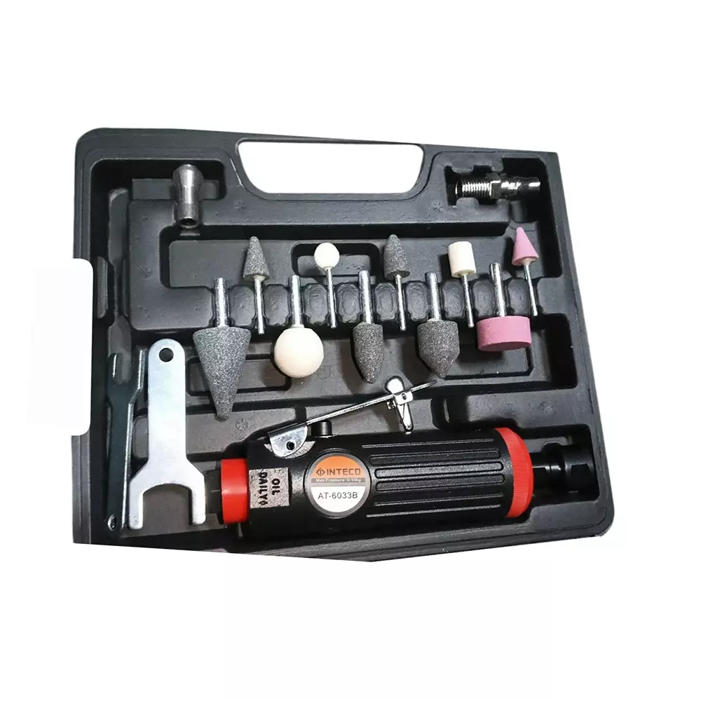 INTECO Air Die Grinder Kit 6 mm (1/4 Inch) Air Inlet 22000 RPM, AT 6033BK