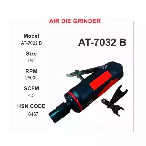 INTECO Mini Air Die Grinder 1/4 inch (6.35 mm) Air Inlet and 25000 RPM Free Speed, AT 7032B/6032B (Without Cutting Wheel)