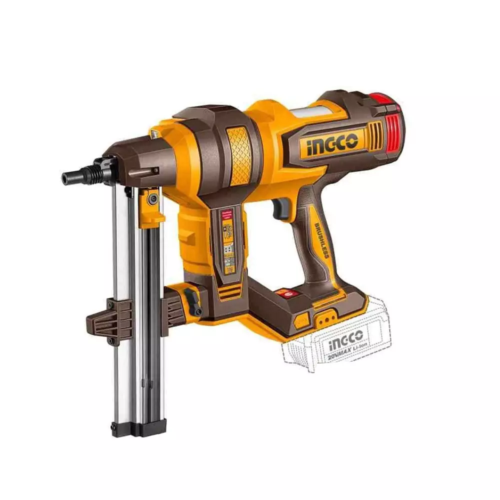 Ingco Cordless Concrete Nailer 19 - 40 mm Length Range 4.0 Ah Battery Capacity, CCNLI9008 (with Battery)